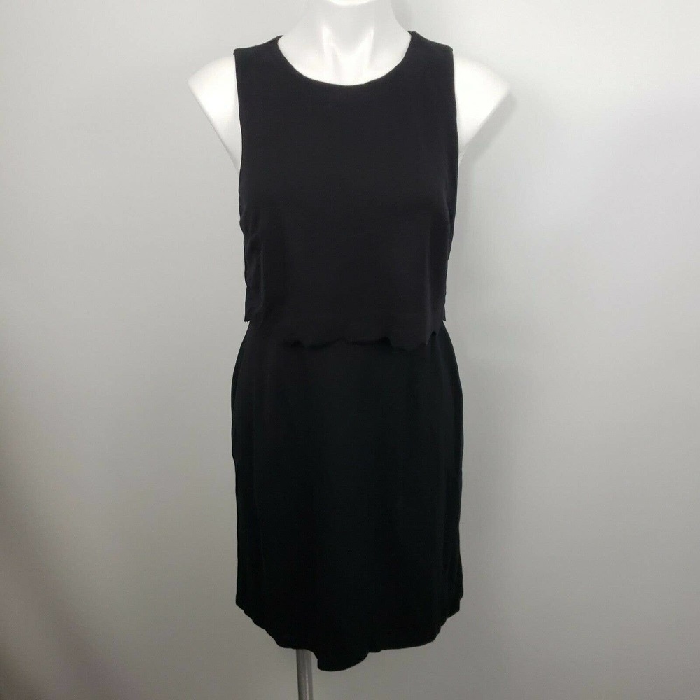 NWT Loft sz 6P scalloped wrap back ponte dress black lbd